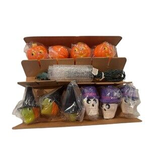 VTG Avon Glowing Ghouls Halloween Lights Witch Pumpkin Skeleton Original Box NEW